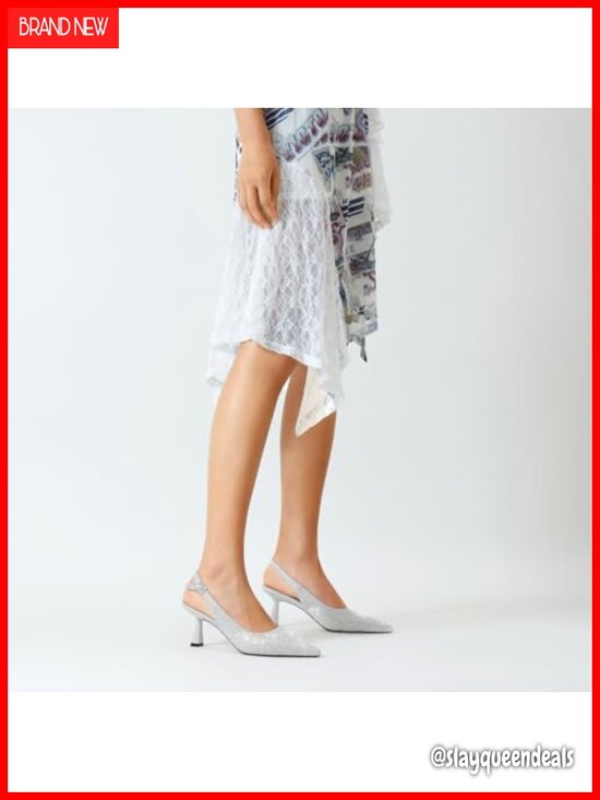Kitten Heels Slingback Low Heel Dress Shoes Pumps Rhinestone Pointed Toe